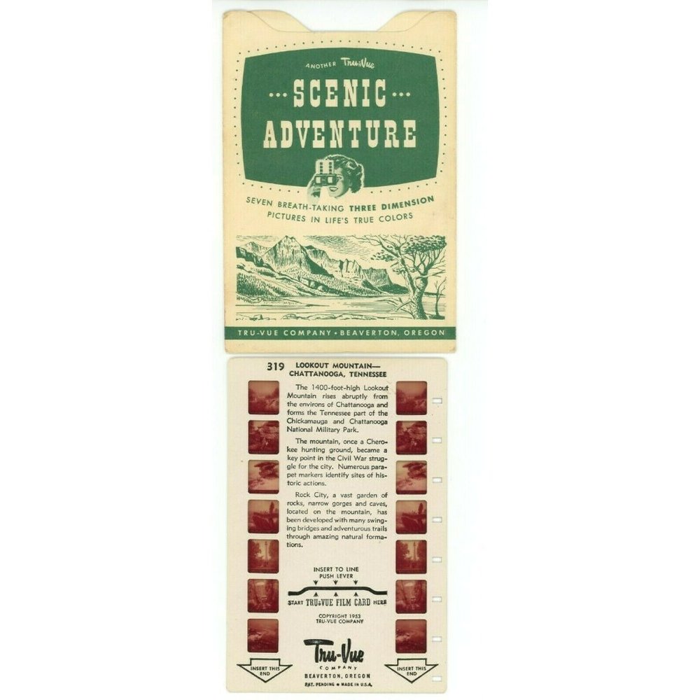 Vintage Tru‎ Vue Tru-Vue Film Card Lookout Mountain Chattanooga Tennessee 319 3D